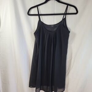 Laksmi Black Pleated Front Camisole Spaghetti Strap Chiffon Top Womens Medium